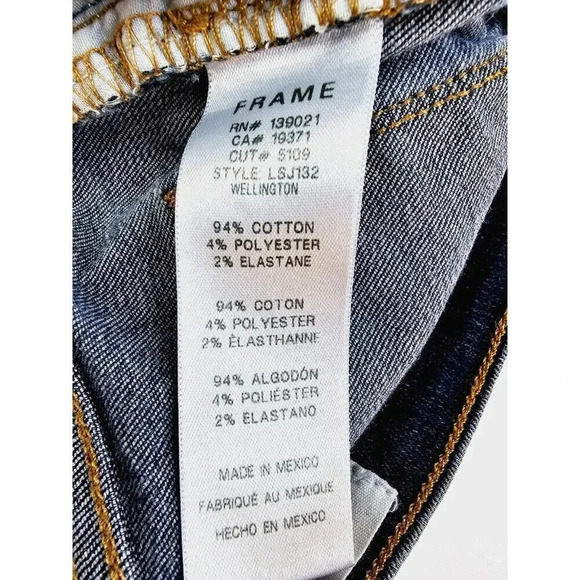 Frame Size 28X29 Women's Le Skinny De Jeanne Blue Denim Embroidered Logo Jeans - Picture 9 of 13